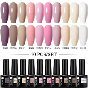 UR SUGAR 10Pcs/set Color Gel Nail Polish Set 122 Colors Semi Permanent UV Led Gel Varnish Soak Off Nail Lacquers Topcoat Just Makeup Me