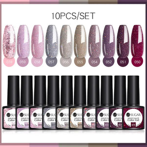 UR SUGAR 10Pcs/set Color Gel Nail Polish Set 122 Colors Semi Permanent UV Led Gel Varnish Soak Off Nail Lacquers Topcoat Just Makeup Me