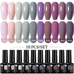 UR SUGAR 10Pcs/set Color Gel Nail Polish Set 122 Colors Semi Permanent UV Led Gel Varnish Soak Off Nail Lacquers Topcoat Just Makeup Me