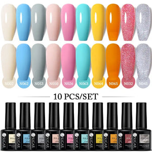 UR SUGAR 10Pcs/set Color Gel Nail Polish Set 122 Colors Semi Permanent UV Led Gel Varnish Soak Off Nail Lacquers Topcoat Just Makeup Me