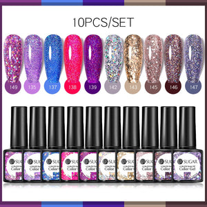 UR SUGAR 10Pcs/set Color Gel Nail Polish Set 122 Colors Semi Permanent UV Led Gel Varnish Soak Off Nail Lacquers Topcoat Just Makeup Me