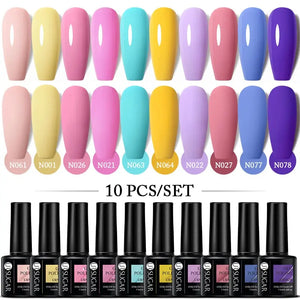 UR SUGAR 10Pcs/set Color Gel Nail Polish Set 122 Colors Semi Permanent UV Led Gel Varnish Soak Off Nail Lacquers Topcoat Just Makeup Me