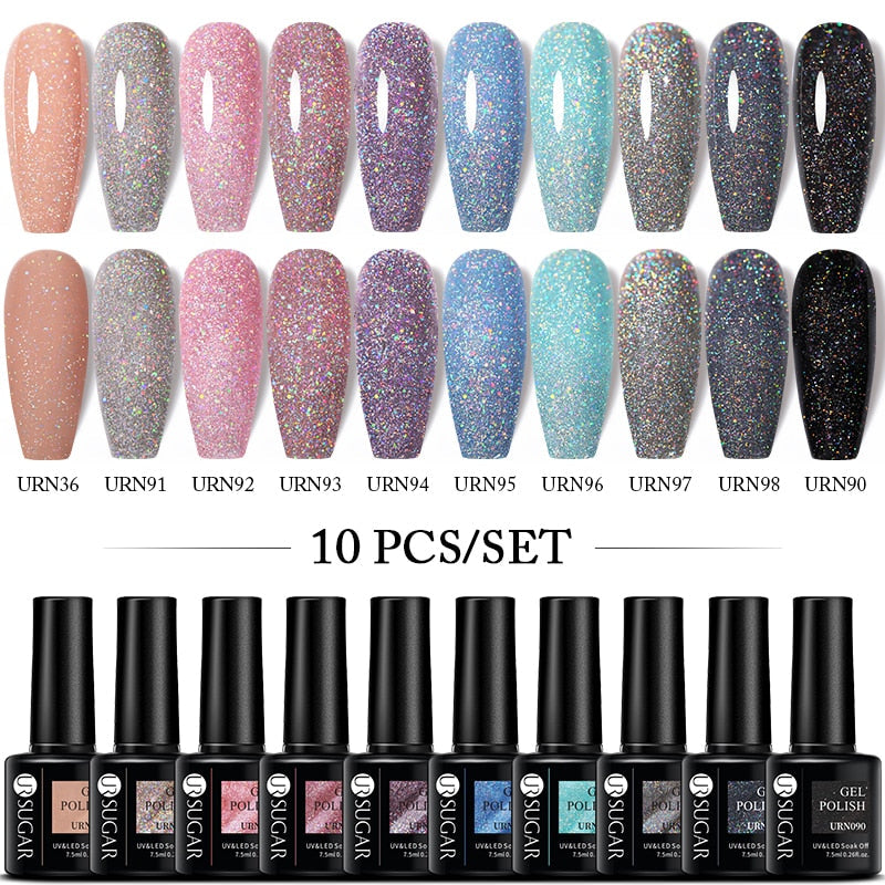 UR SUGAR 10Pcs/set Color Gel Nail Polish Set 122 Colors Semi Permanent UV Led Gel Varnish Soak Off Nail Lacquers Topcoat Just Makeup Me