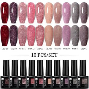 UR SUGAR 10Pcs/set Color Gel Nail Polish Set 122 Colors Semi Permanent UV Led Gel Varnish Soak Off Nail Lacquers Topcoat Just Makeup Me