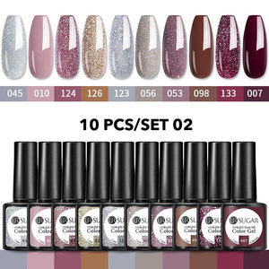 UR SUGAR 10Pcs/set Color Gel Nail Polish Set 122 Colors Semi Permanent UV Led Gel Varnish Soak Off Nail Lacquers Topcoat Just Makeup Me