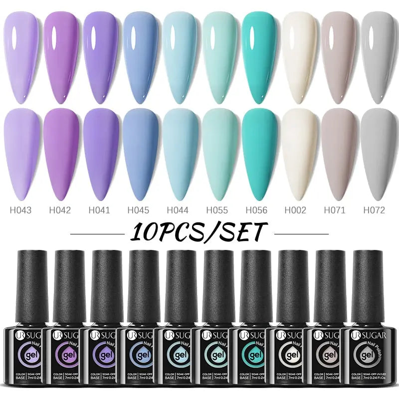 UR SUGAR 10Pcs/set Color Gel Nail Polish Set 122 Colors Semi Permanent UV Led Gel Varnish Soak Off Nail Lacquers Topcoat Just Makeup Me