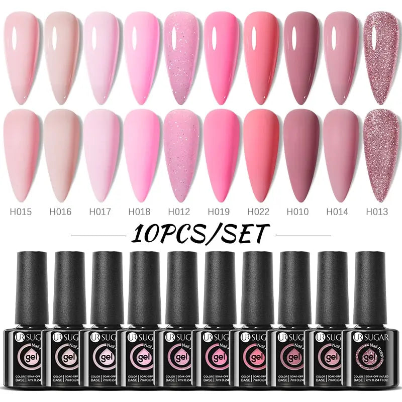 UR SUGAR 10Pcs/set Color Gel Nail Polish Set 122 Colors Semi Permanent UV Led Gel Varnish Soak Off Nail Lacquers Topcoat Just Makeup Me