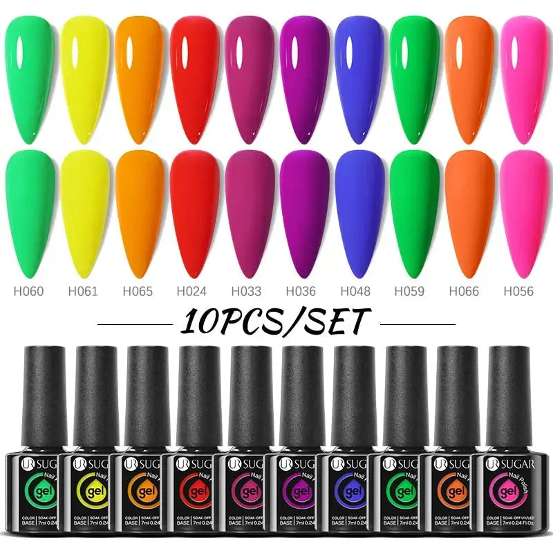 UR SUGAR 10Pcs/set Color Gel Nail Polish Set 122 Colors Semi Permanent UV Led Gel Varnish Soak Off Nail Lacquers Topcoat Just Makeup Me