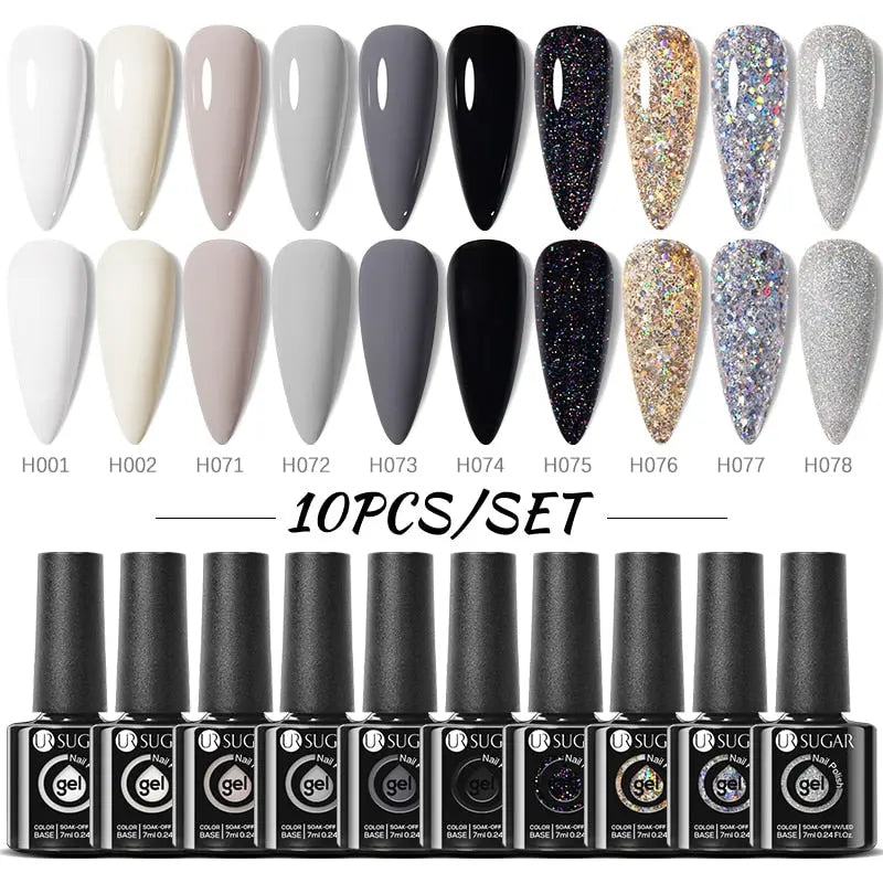 UR SUGAR 10Pcs/set Color Gel Nail Polish Set 122 Colors Semi Permanent UV Led Gel Varnish Soak Off Nail Lacquers Topcoat Just Makeup Me