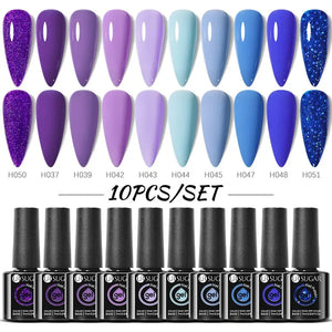 UR SUGAR 10Pcs/set Color Gel Nail Polish Set 122 Colors Semi Permanent UV Led Gel Varnish Soak Off Nail Lacquers Topcoat Just Makeup Me