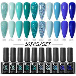 UR SUGAR 10Pcs/set Color Gel Nail Polish Set 122 Colors Semi Permanent UV Led Gel Varnish Soak Off Nail Lacquers Topcoat Just Makeup Me