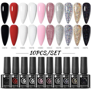 UR SUGAR 10Pcs/set Color Gel Nail Polish Set 122 Colors Semi Permanent UV Led Gel Varnish Soak Off Nail Lacquers Topcoat Just Makeup Me