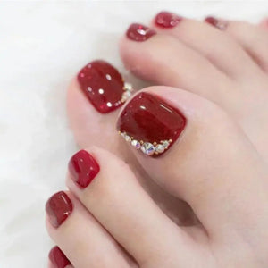 24pcs  False Toe Nails Summer Full Cover Wearable Fake Toenail Art Full Finished Removable Nail Stickers Press on Toenail Just Makeup Me