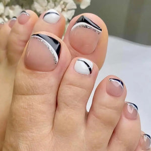 24pcs  False Toe Nails Summer Full Cover Wearable Fake Toenail Art Full Finished Removable Nail Stickers Press on Toenail Just Makeup Me