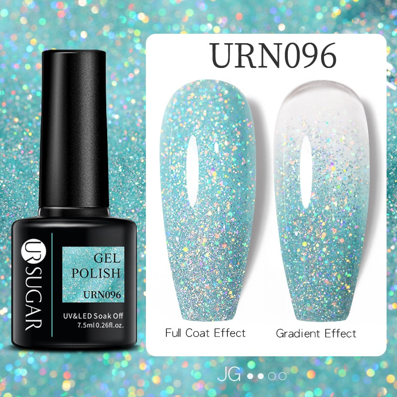 UR SUGAR 7.5ml Thermal 3-layers Color Changing UV Gel Polish sparkle Glitter Nail Gel Polish Soak Off Nail Art Gel Varnishes