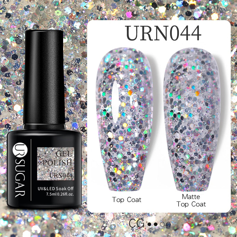 UR SUGAR 7.5ml Thermal 3-layers Color Changing UV Gel Polish sparkle Glitter Nail Gel Polish Soak Off Nail Art Gel Varnishes