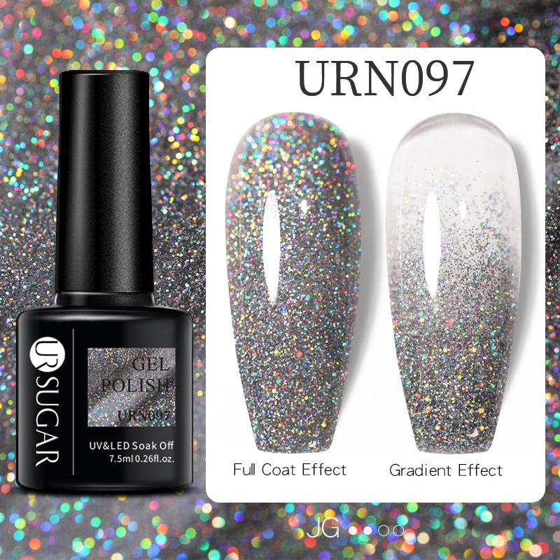 UR SUGAR 7.5ml Thermal 3-layers Color Changing UV Gel Polish sparkle Glitter Nail Gel Polish Soak Off Nail Art Gel Varnishes