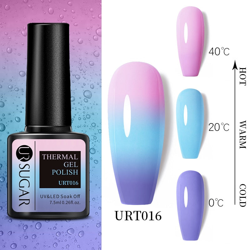 UR SUGAR 7.5ml Thermal 3-layers Color Changing UV Gel Polish sparkle Glitter Nail Gel Polish Soak Off Nail Art Gel Varnishes Just Makeup Me