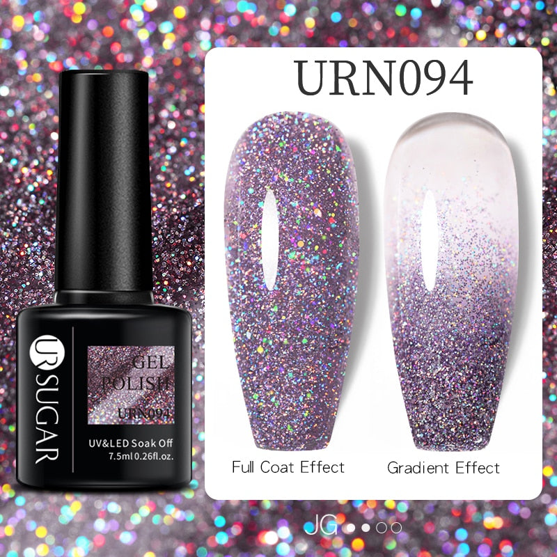 UR SUGAR 7.5ml Thermal 3-layers Color Changing UV Gel Polish sparkle Glitter Nail Gel Polish Soak Off Nail Art Gel Varnishes